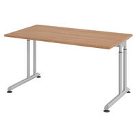 SCHREIBTISCH Serie-Z 80/140/74 cm in Nussbaumfarben/Silberfarben - Silberfarben/Nussbaumfarben, Holzwerkstoff (80/140/74cm) - bümö