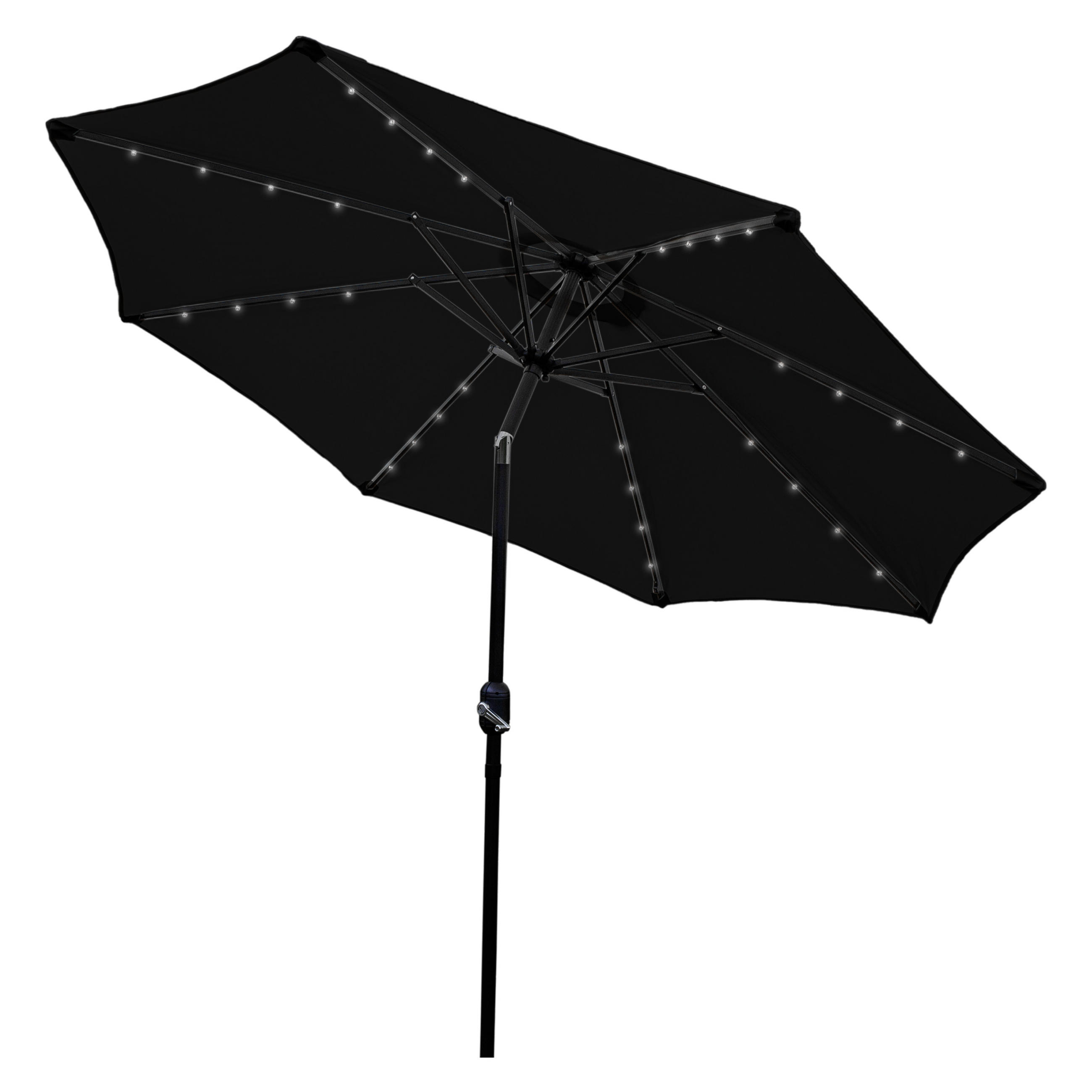SONNENSCHIRM 270cm LED mit Kippfunktion - Schwarz - Schwarz, Textil (270/270cm) - Monstershop
