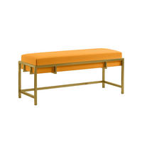 POLSTERBANK LAMO 100 Honig, Goldene Beine - Goldfarben/Honig, Textil/Metall (100/45/35cm) - Bettso