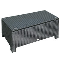 GARTENTISCH DE-06679 mit Glasplatte, Polyrattan Schwarz - Schwarz, Glas/Kunststoff (85/50/39cm) - ComfortXL