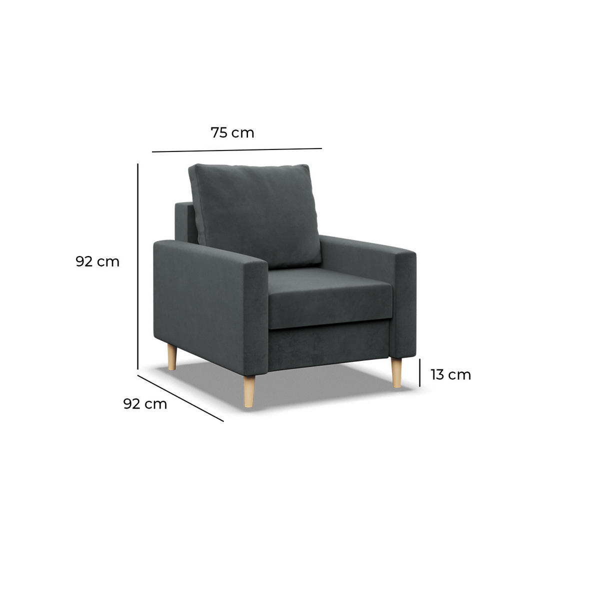 LOUNGESESSEL BLANK, BONELL, Dunkelgrau - Grau, Textil (75/92/92cm) - Mebligo