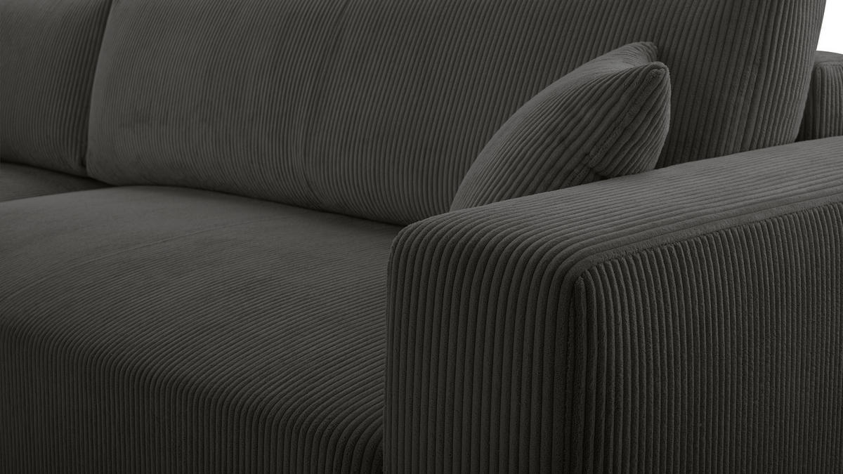 WOHNLANDSCHAFT Catea Dunkelgrau 364/145/85 cm mit Schlaffunktion - Dunkelgrau/Schwarz, Kunststoff/Textil (364/84/145cm) - AX Living