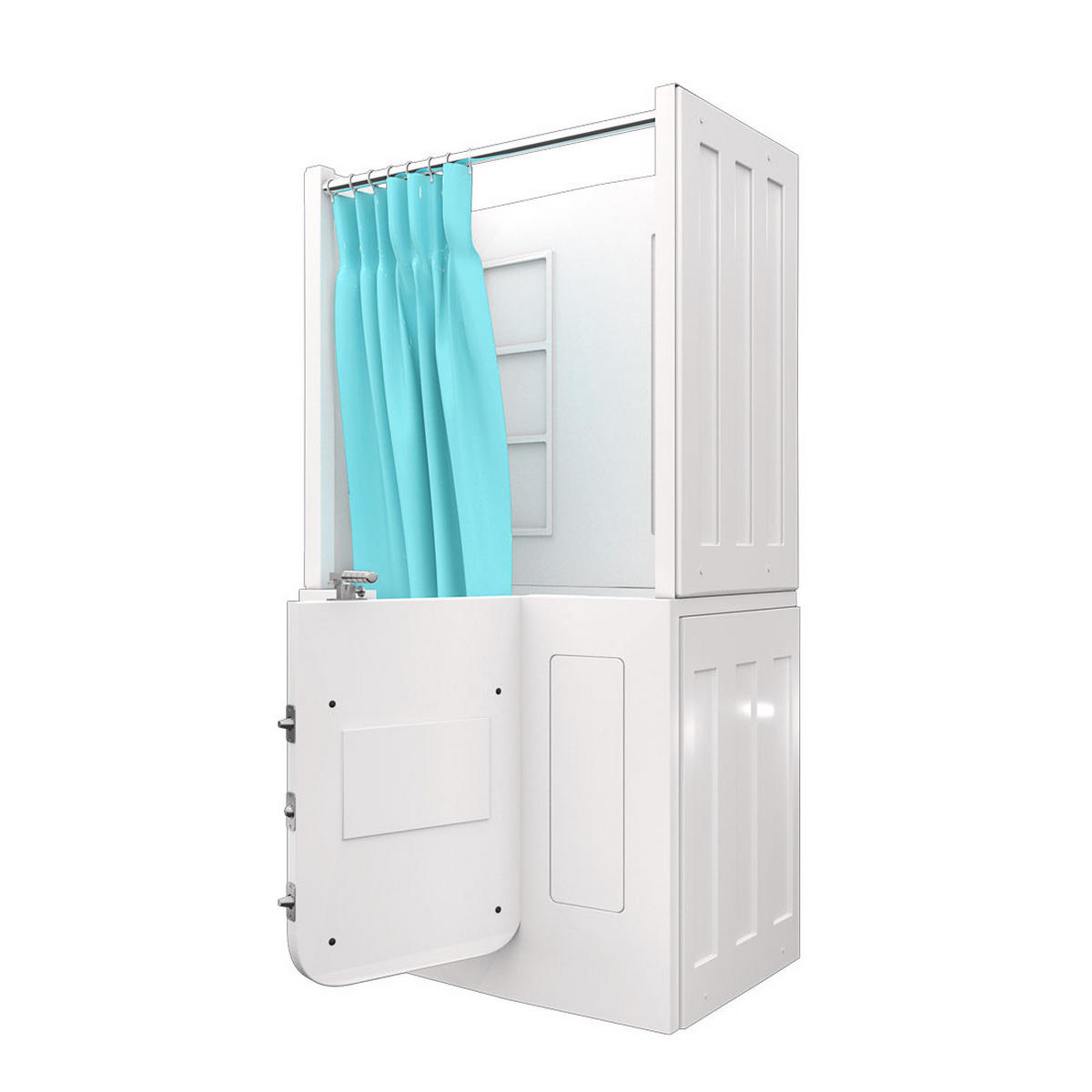 SENIORENDUSCHE Wanne mit Tür S08D-TH-A-R - Weiß, Glas/Kunststoff (68/110/205cm) - AcquaVapore by Sandra Jentho