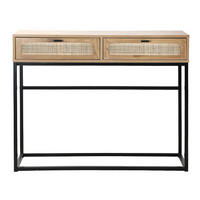 KONSOLE aus Rattan mit 2 Schubladen - L100cm - Apfelbaumfarben, Holzwerkstoff (100/35/80cm) - Calicosy