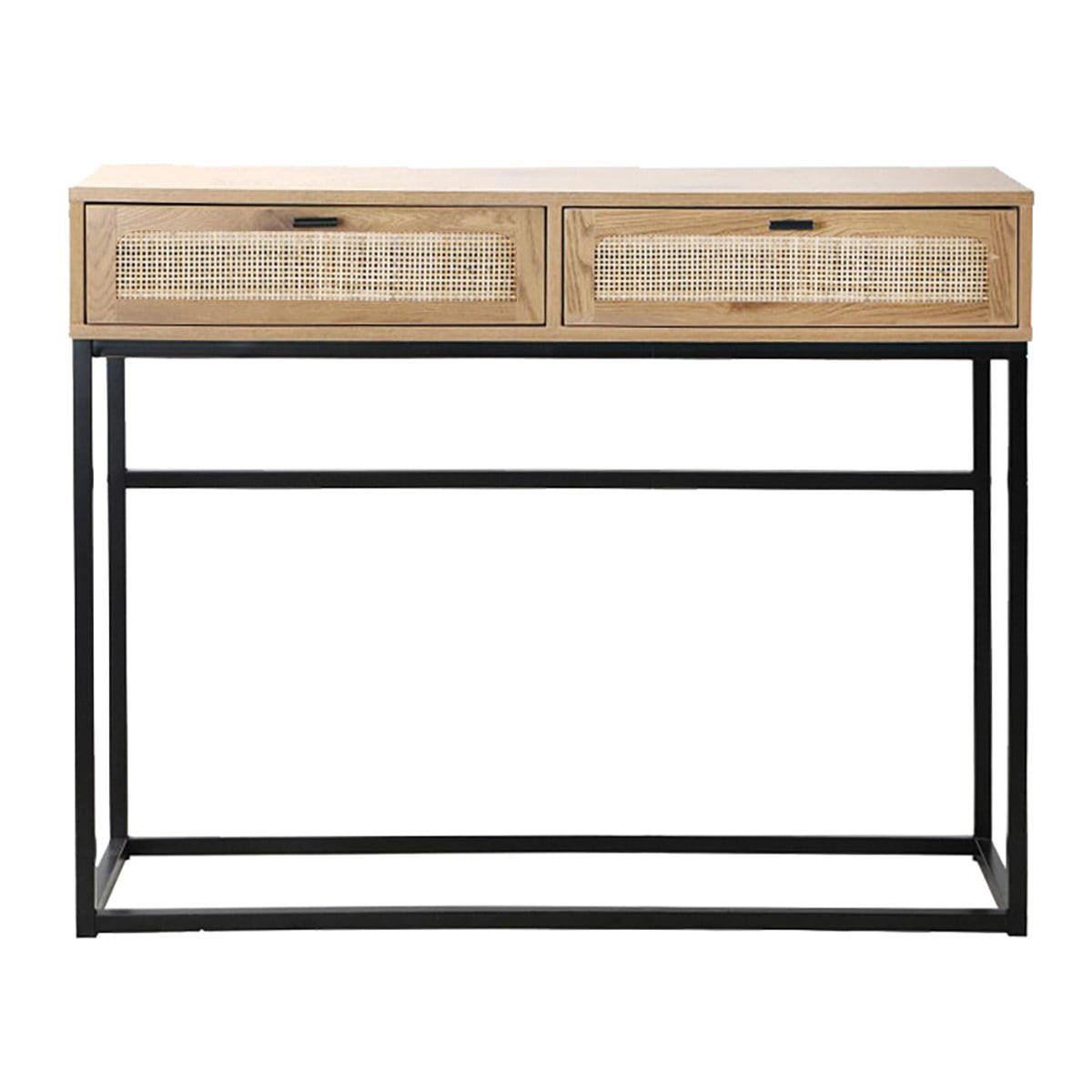 KONSOLE aus Rattan mit 2 Schubladen - L100cm - Apfelbaumfarben, Holzwerkstoff (100/35/80cm) - Calicosy