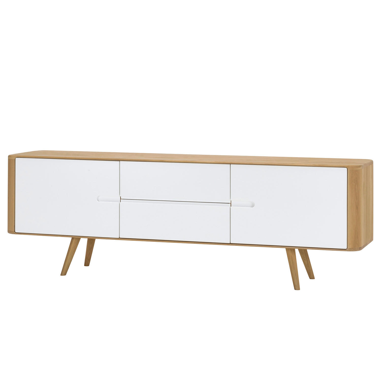 SIDEBOARD - Wildeiche massiv - Weiß, Holzwerkstoff (180/60/42cm) - home24