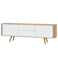 SIDEBOARD - Wildeiche massiv - Weiß, Holzwerkstoff (180/60/42cm) - home24