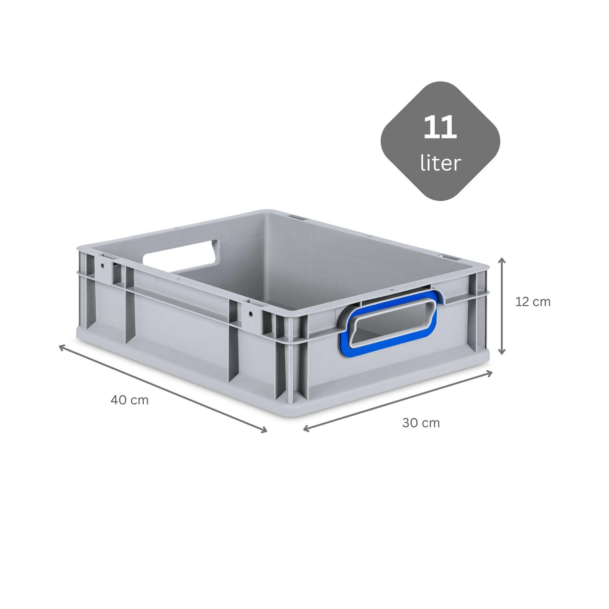EUROBOX 5x Nextgen Color 12x30x40cm 11 Liter Griffe Blau Offen - Blau, Kunststoff (30/12/40cm) - PROREGAL