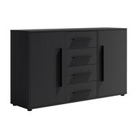 KOMMODE Modena K2D4SZ 150 cm in Schwarz mit Türen und Schubladen - Schwarz, Holzwerkstoff/Kunststoff (150/87/40cm)