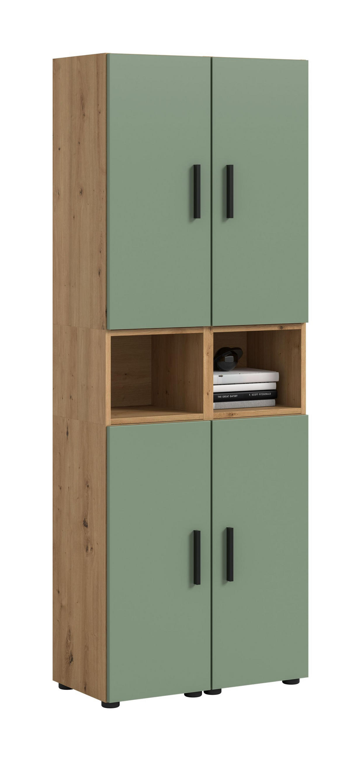 WOHNWAND The One Smoke Green 65/34/178 cm - Braun, Holzwerkstoff (65/178/34cm) - Xonox