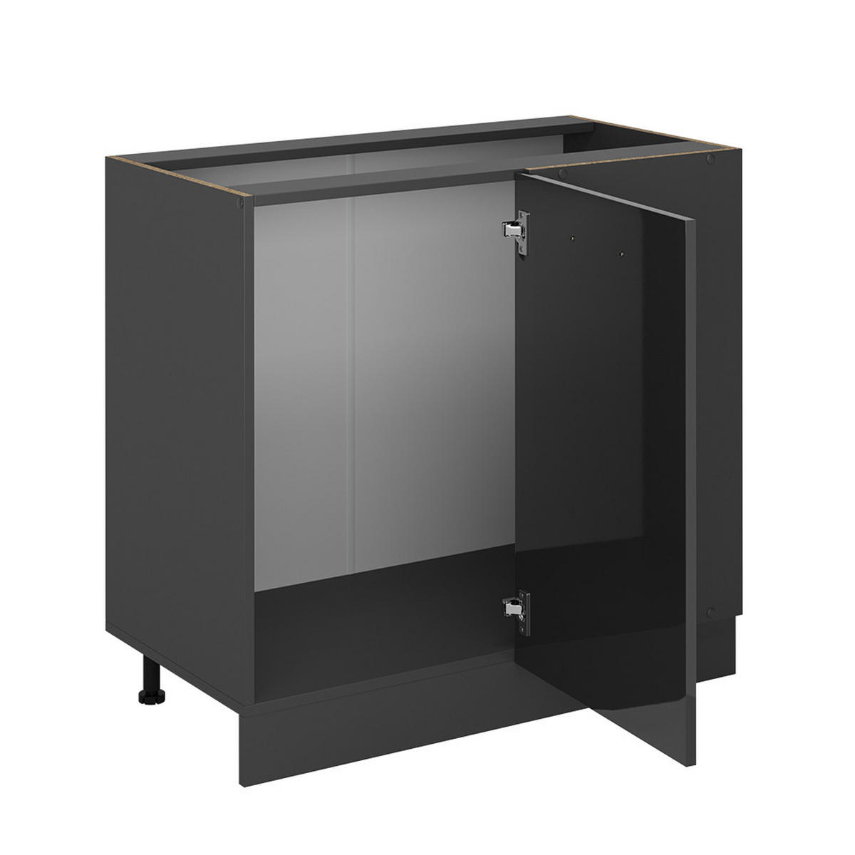 ECKUNTERSCHRANK R-Line Anthrazit Hochglanz 86 cm , AP Eiche - Schwarz Hochglanz/Anthrazit, Holzwerkstoff (86/81.6/60cm) - Vicco