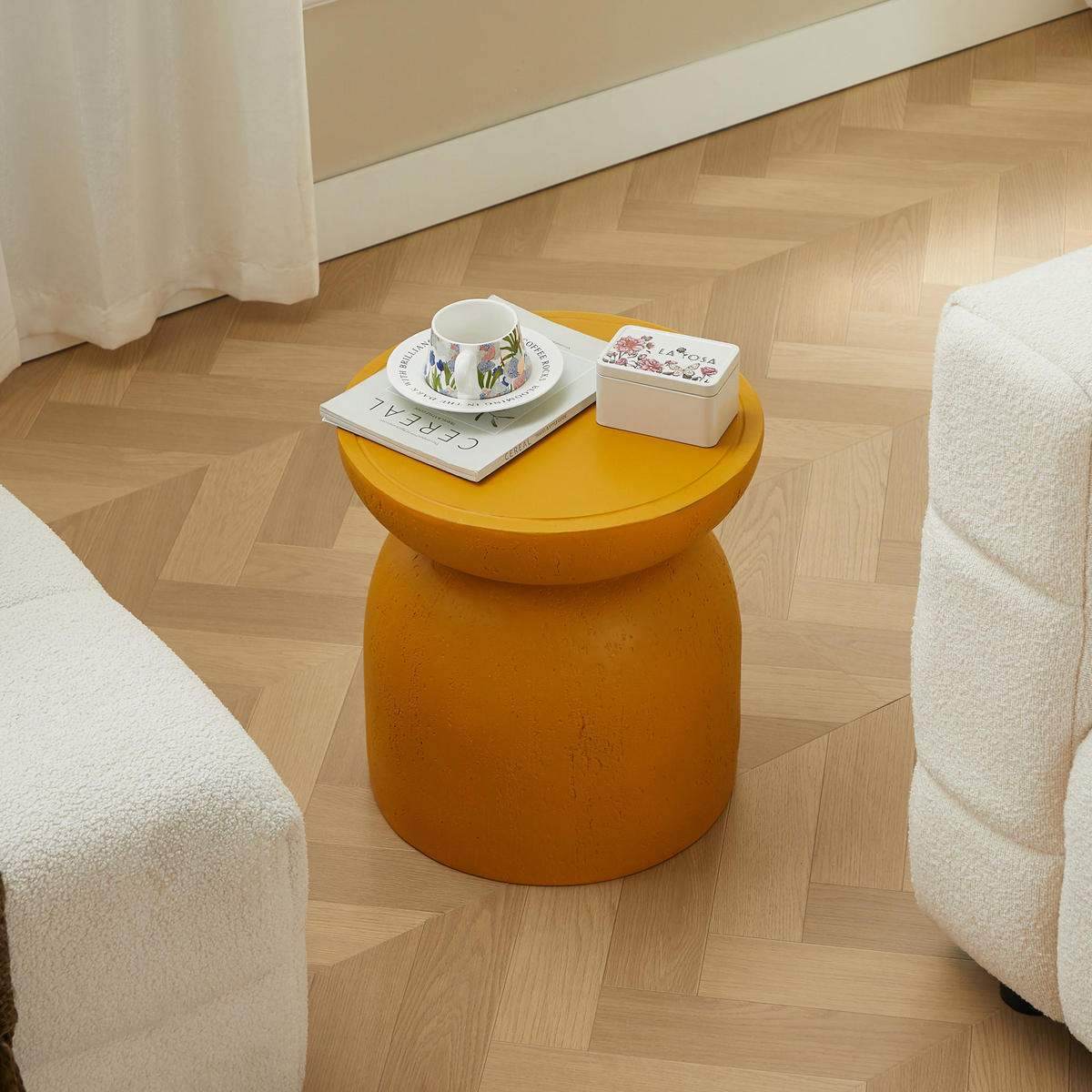 BEISTELLTISCH Rund Gelb 45 x 45 x 52 cm - Gelb, Metall (40/40/40.5cm) - Nordlys