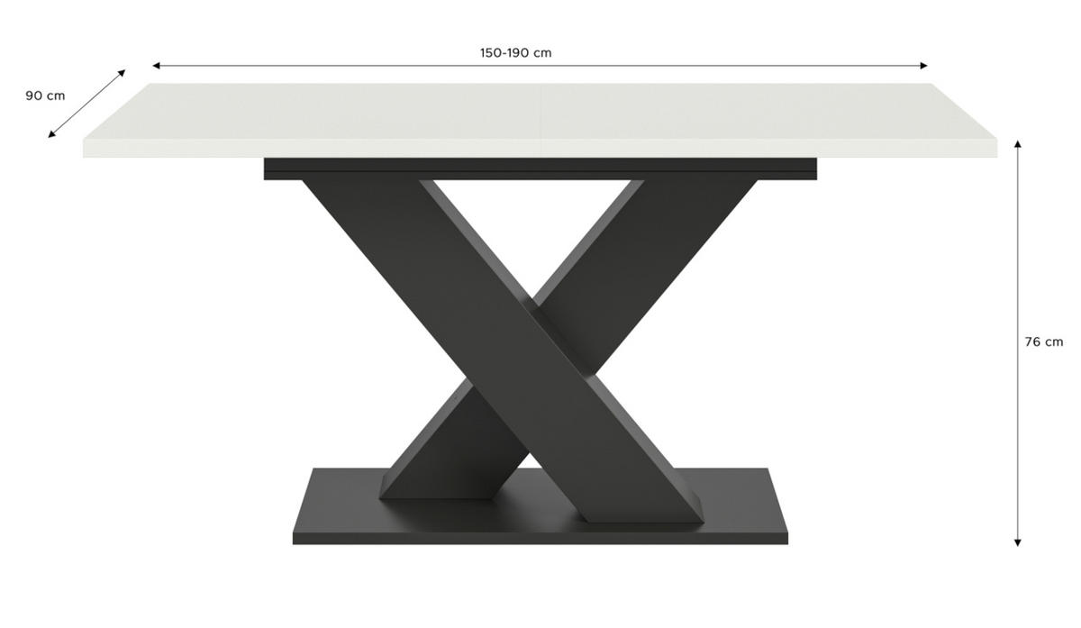ESSTISCH weiß, grau 150 - 190 cm, Küchentisch ausziehbar - Weiß/Grau, Holz/Holzwerkstoff (150/90/76cm) - Inn.Furn