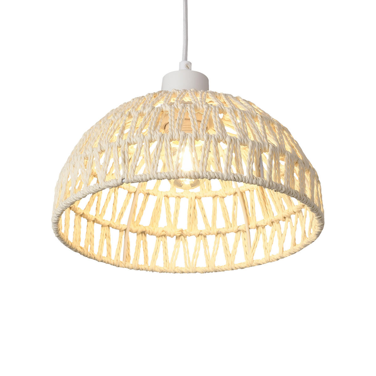 HÄNGELAMPE Alton - Weiß, Naturmaterialien/Metall (25/25/156cm) - lux.pro