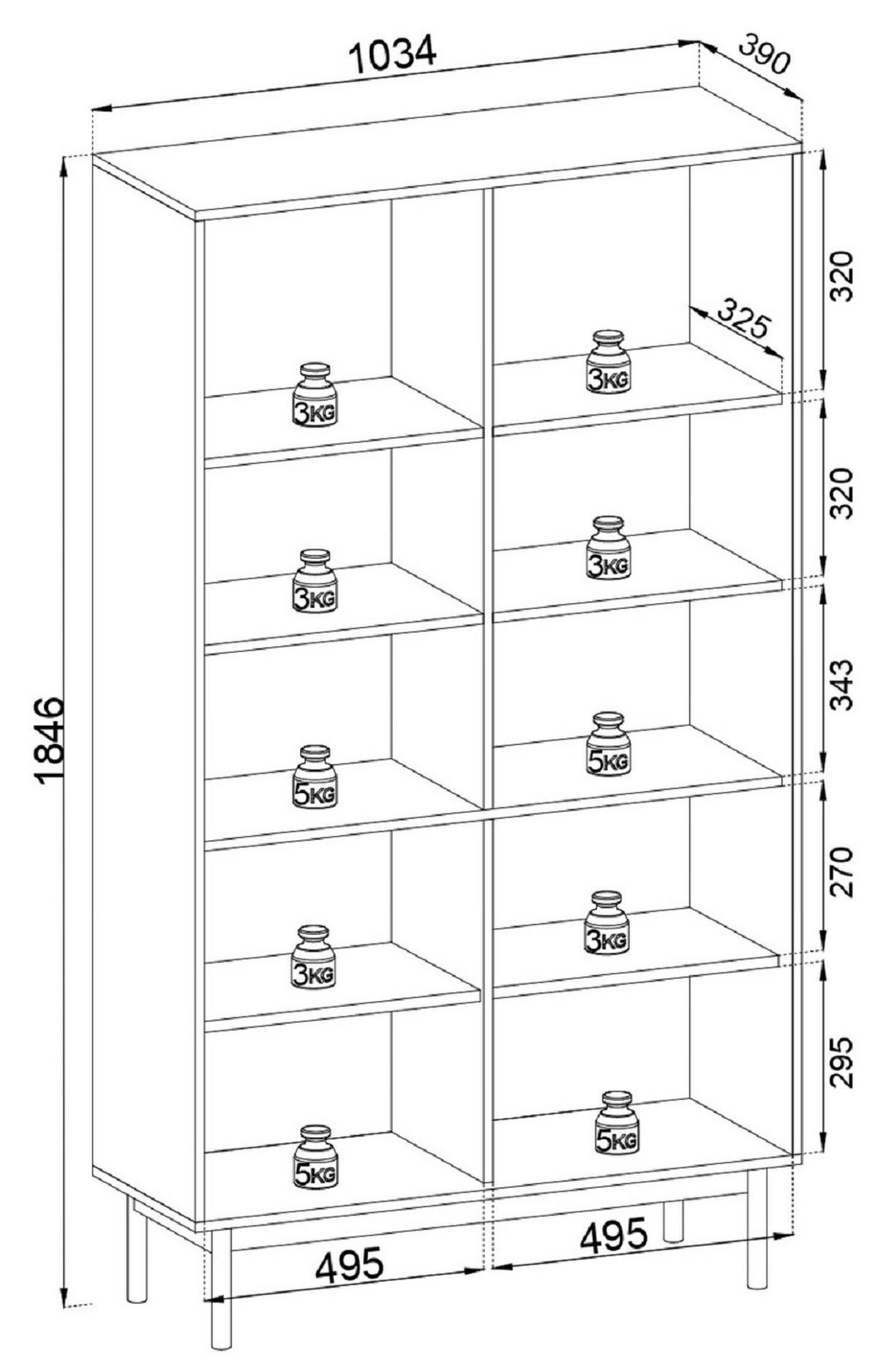 VITRINE 100 cm Lunaris 2 Türen, geriffelter Glasfront, Eiche Linea - Eichefarben, Holz (103/185/39cm) - Emporius