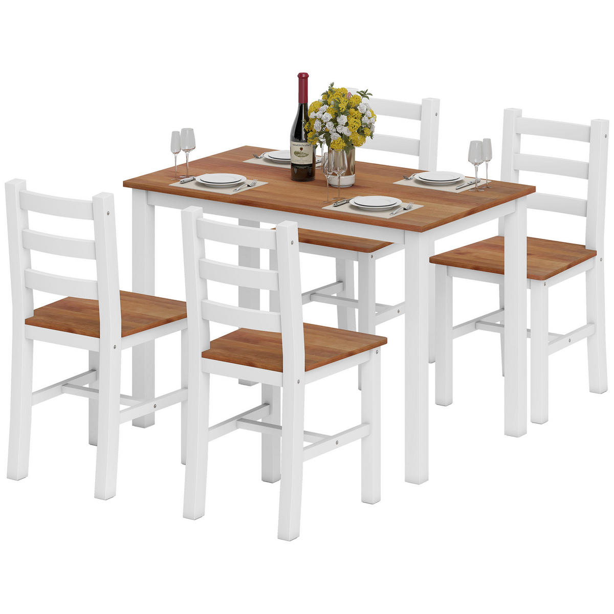 ESSTISCH-SET DE-10191 5-teilig, rechteckig Braun - Braun, Holzwerkstoff (65/75/108cm) - ComfortXL