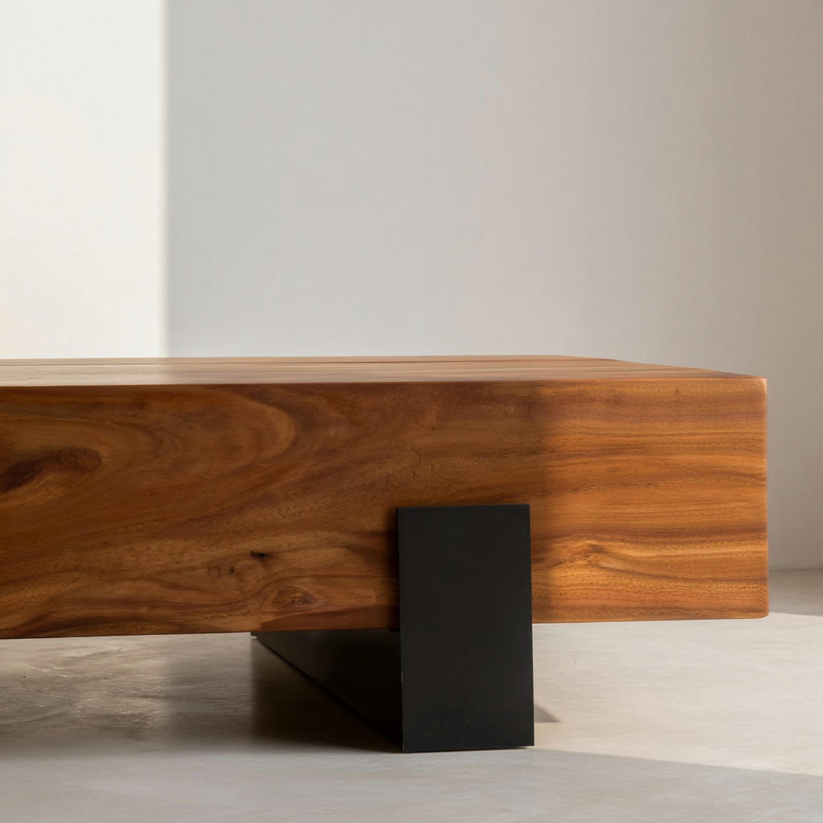 SOFATISCH Massivholz, Handgefertigt, Schutzlackversiegelt, Puristisch Modern, 115x44x22cm - Schwarz/Braun, Holz/Metall (44/115/22cm) - KADIMA DESIGN