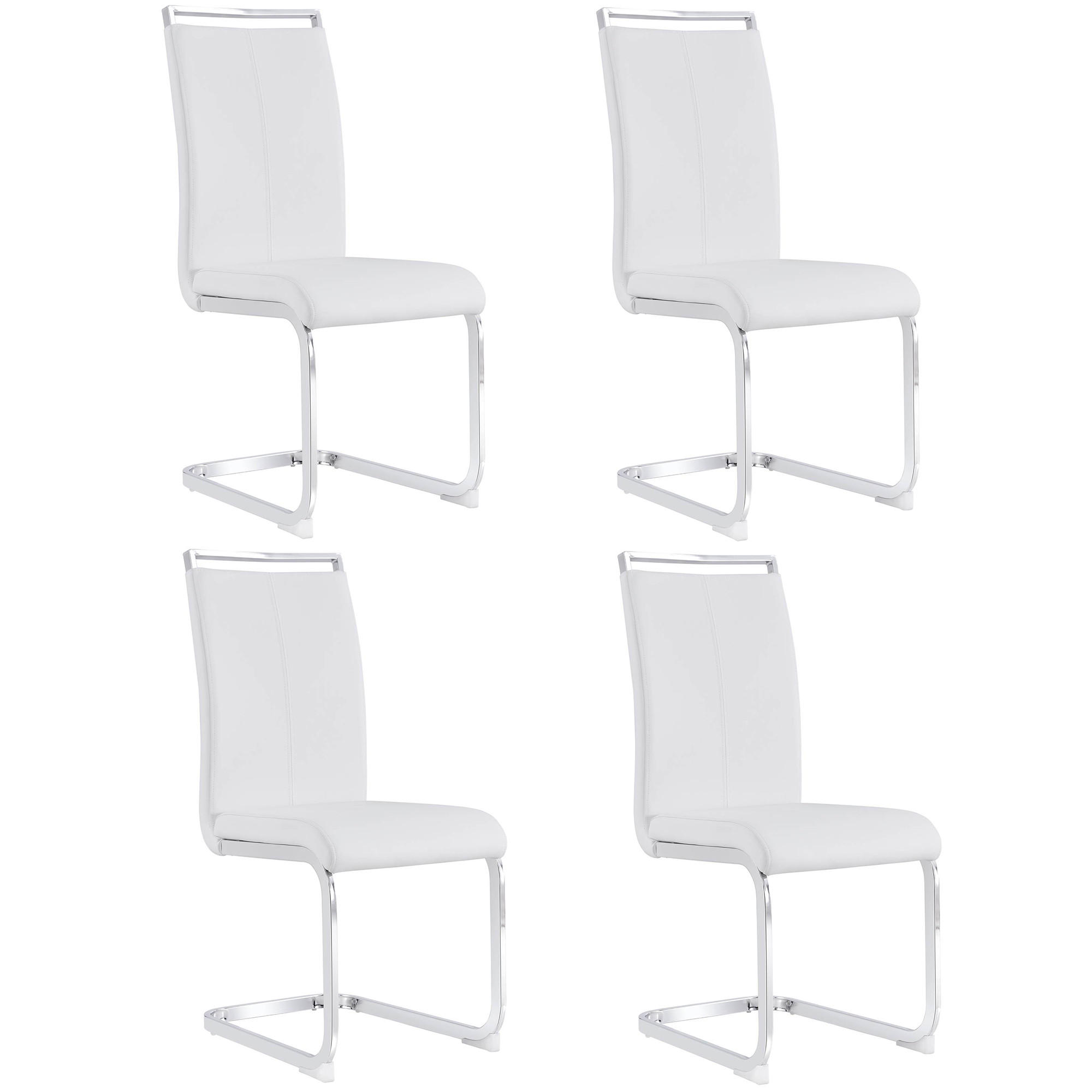 FREISCHWINGER 4er Set Kunstleder Weiß Metallgestell 120kg - Weiß, Leder (42/100/54cm) - FLIEKS