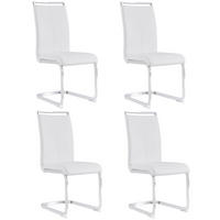 FREISCHWINGER 4er Set Kunstleder Weiß Metallgestell 120kg - Weiß, Leder (42/100/54cm) - FLIEKS