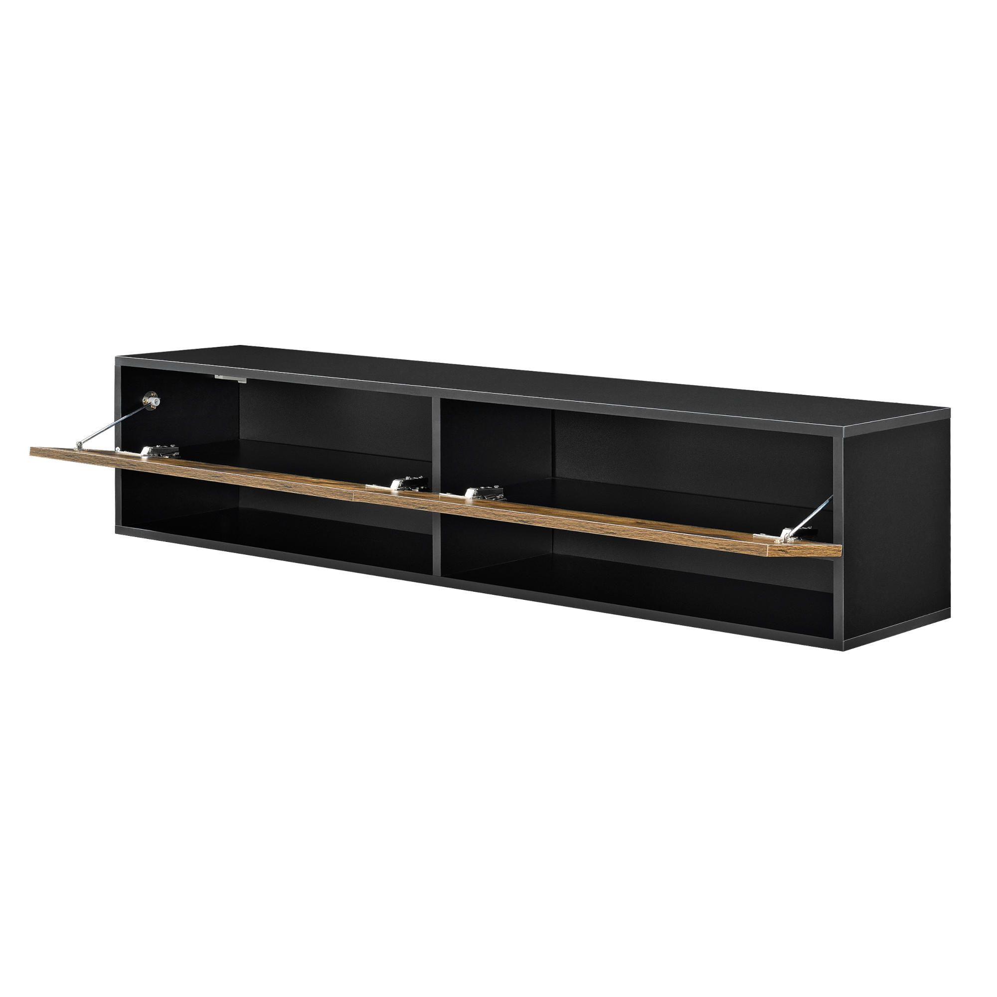 HÄNGELOWBOARD Halmstad - Eichefarben/Schwarz, Holzwerkstoff (140/30/31cm) - [en.casa]