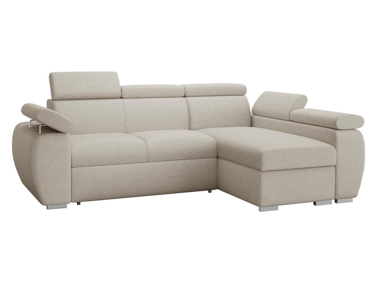 ECKSOFA Boston Mini, Seite: Rechts - 2R+LC - Chromfarben/Creme, Holz/Textil (255/170cm) - MIRJAN24