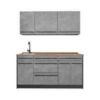 SINGLEKÜCHE R-Line, Beton/Anthrazit, 160 cm Arbeitsplatte Goldkraft Eiche - Anthrazit/Grau, Holzwerkstoff (160/81.6/60cm) - Vicco