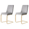 ESSZIMMERSTUHL 2er Set Samt Diamant Grau Gold Metallbeine - Grau, Textil (52/88.8/46cm) - FLIEKS