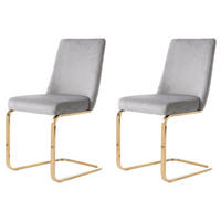 ESSZIMMERSTUHL 2er Set Samt Diamant Grau Gold Metallbeine - Grau, Textil (52/88.8/46cm) - FLIEKS