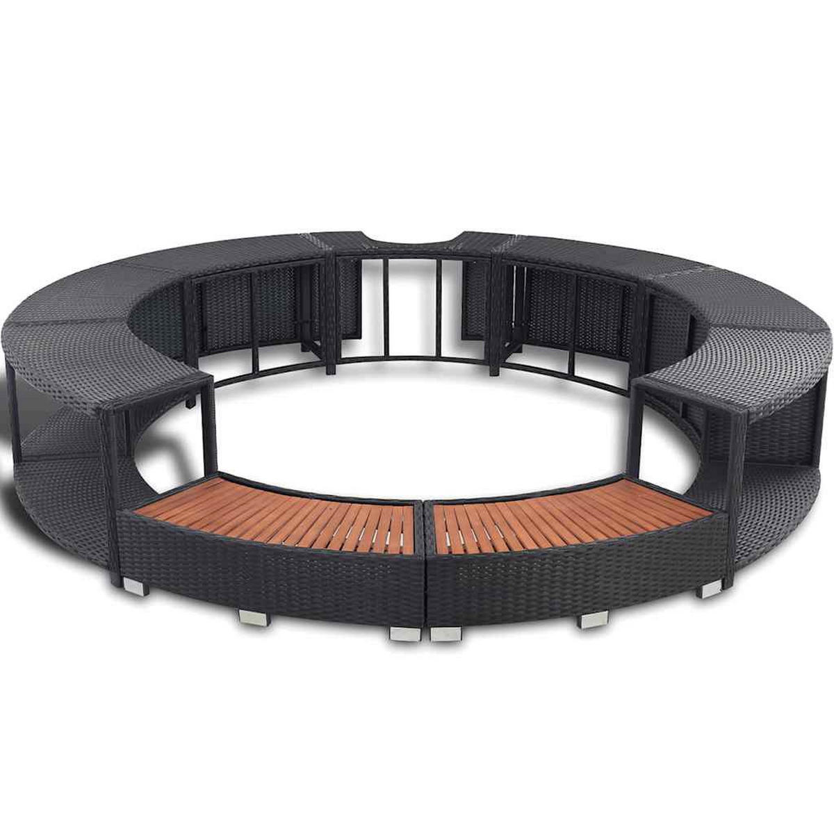 WHIRLPOOL-UMRANDUNG Schwarz Poly-Rattan - Schwarz, Kunststoff (283/283cm) - vidaXL