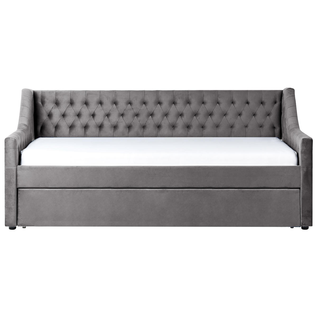 TAGESBETT 90/200 cm Hellgrau Montargis - Hellgrau, Textil (90/200cm) - Beliani