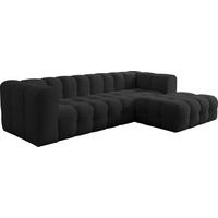 ECKSOFA Mochi L-Form 5-Sitzer Rechts, Samt, Schwarz 290/75/193 cm - Schwarz Hochglanz/Schwarz, Kunststoff/Textil (290/193cm) - WFL GROUP