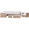 LOUNGE-SET 8-Sitzer sandbeige linksseitig modular Auflagen cremeweiß XXL - Sandfarben, Kunststoff - Beliani