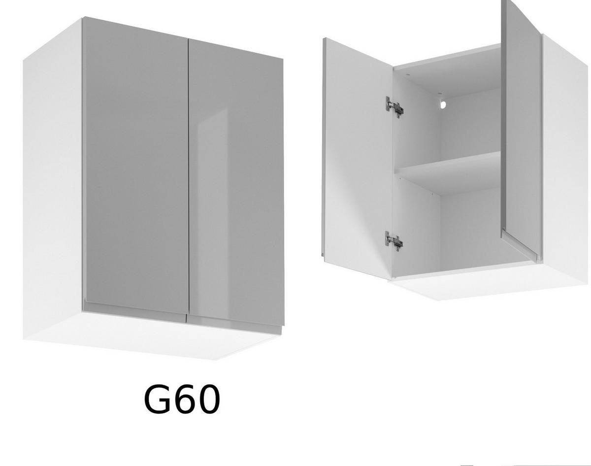 KÜCHENZEILE 340 cm - Aspen KA12-M340- in Grau/Hochglanz - Grau, Holz (340/212/58cm)