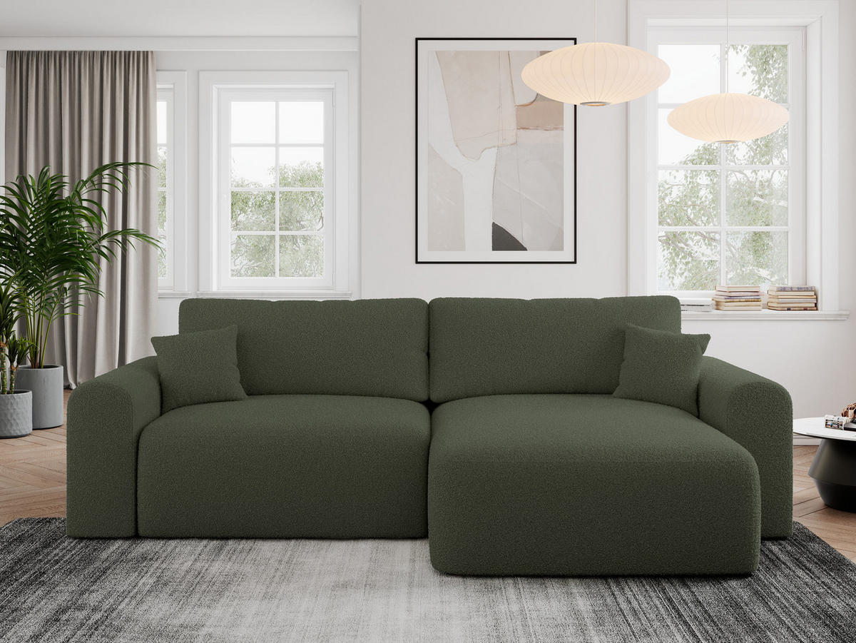 ECKSOFA NELSON Grün Boucle - Schwarz/Grün, Kunststoff/Textil (274/152cm) - MKS