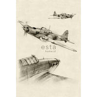 FOTOTAPETE Flugzeugzeichnungen 186 x 279 cm - Beige, Papier (186/279cm) - ESTAhome