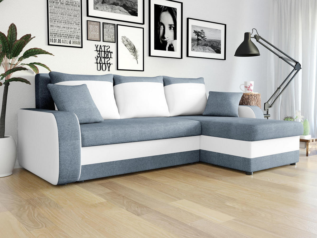 ECKSOFA Kris Lux - Blaugrau/Schwarz, Holz/Kunststoff (238/147cm) - MIRJAN24