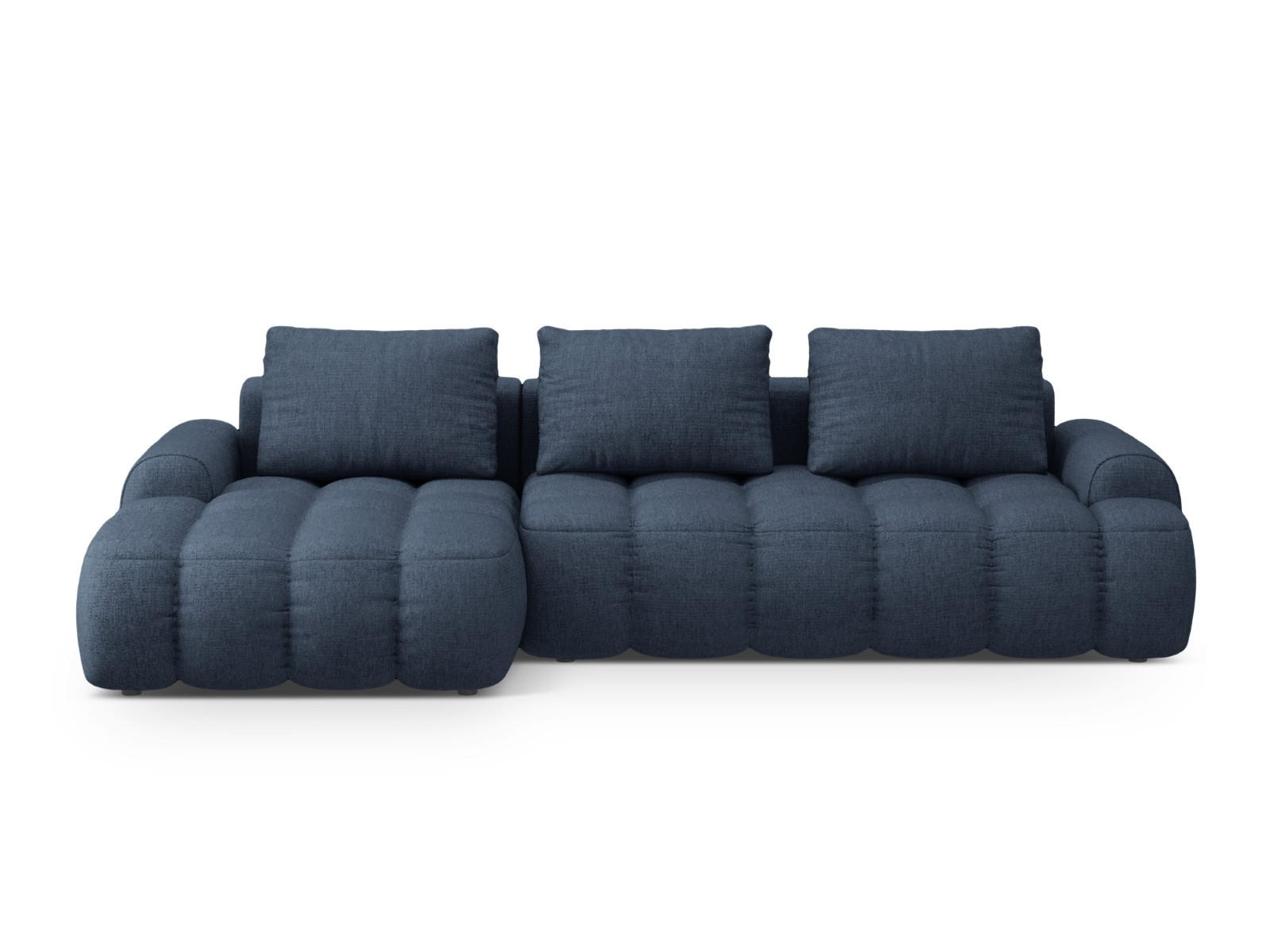 AUSKLAPPBARES-ECKSOFA links mit Container Linz aus strukturiertem Stoff dunkelblau 3 Sitzplätze - Dunkelblau, Textil (142/275cm) - Cosmopolitan Design