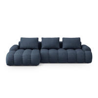 AUSKLAPPBARES-ECKSOFA links mit Container Linz aus strukturiertem Stoff dunkelblau 3 Sitzplätze - Dunkelblau, Textil (142/275cm) - Cosmopolitan Design