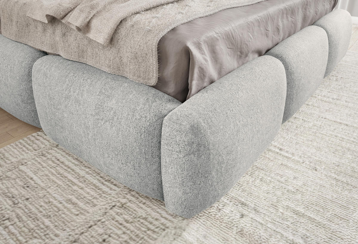 POLSTERBETT BOVA 180x200 cm mit Bettkasten,Lattenrost,Doppelbett,Boxspringbett-Optik-Hellgrau - Hellgrau, Holz (180/200cm) - Furnistar