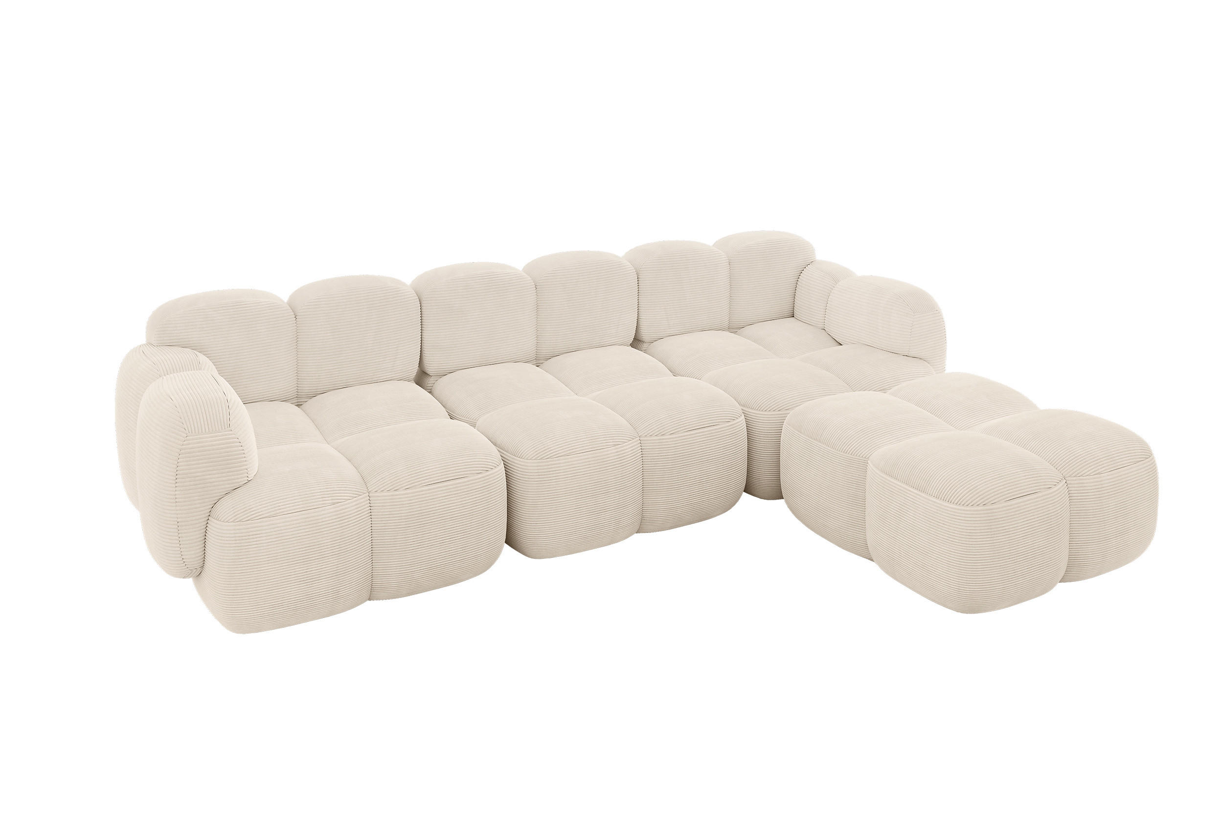 ECKSOFA modulares Sofa Rechts Miko-L2 302x205x75 Beige Cord - Beige/Schwarz, Holzwerkstoff/Kunststoff (302/205cm) - ALTDECOR