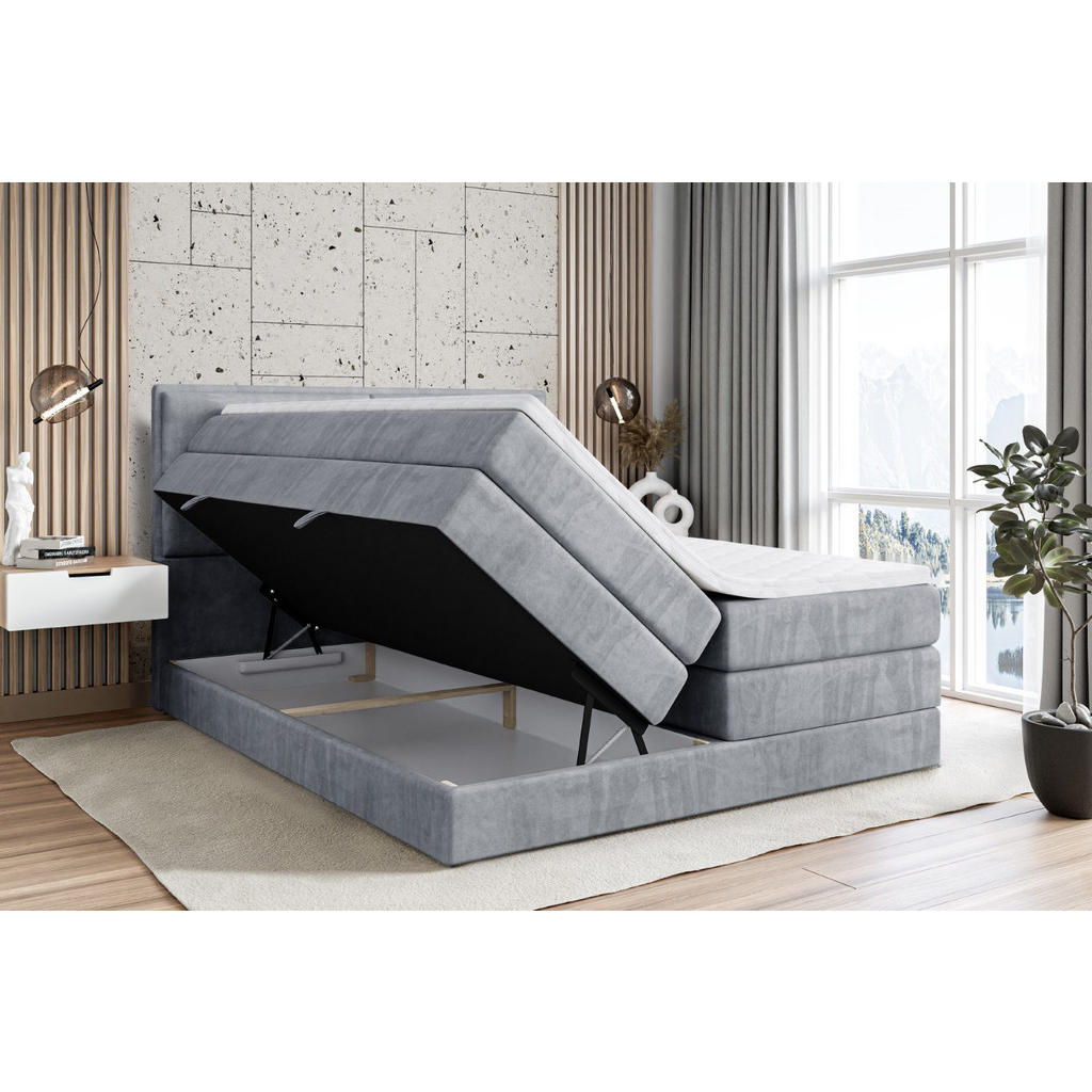 Thumbnail - Altdecor Boxspringbett, Grau, Holzwerkstoff, Höhe ca. 37 cm, 180x200 cm, Schlafzimmer, Betten, Boxspringbetten