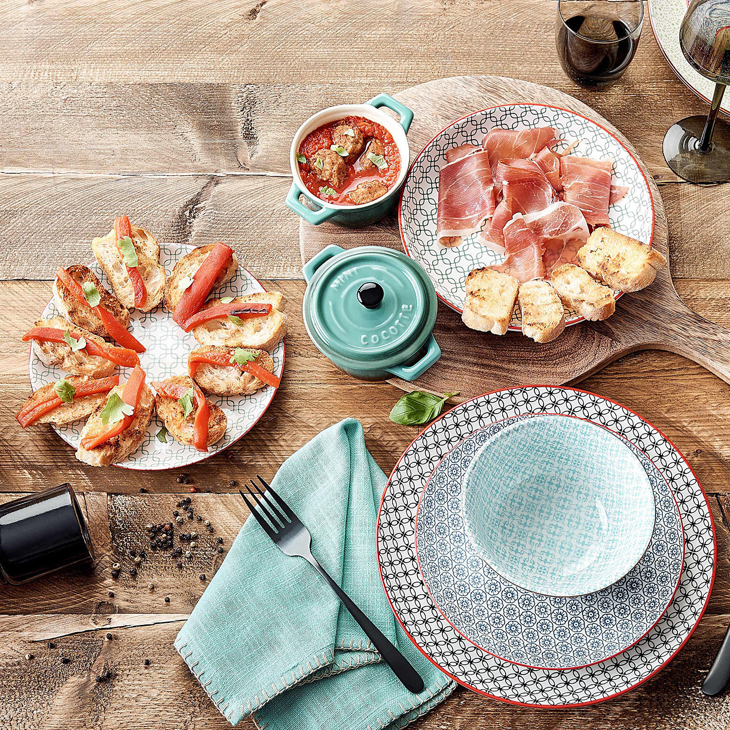 SERVIETTE (10er Set) Finca - Türkis, Textil (42/42cm) - BUTLERS