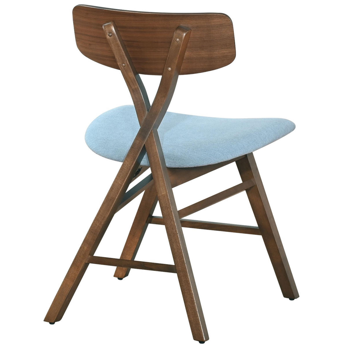HOLZSTUHL Loomens Braun / Blau - Nussbaumfarben/Hellblau, Holz/Textil (51/77.5/58.5cm) - Selsey