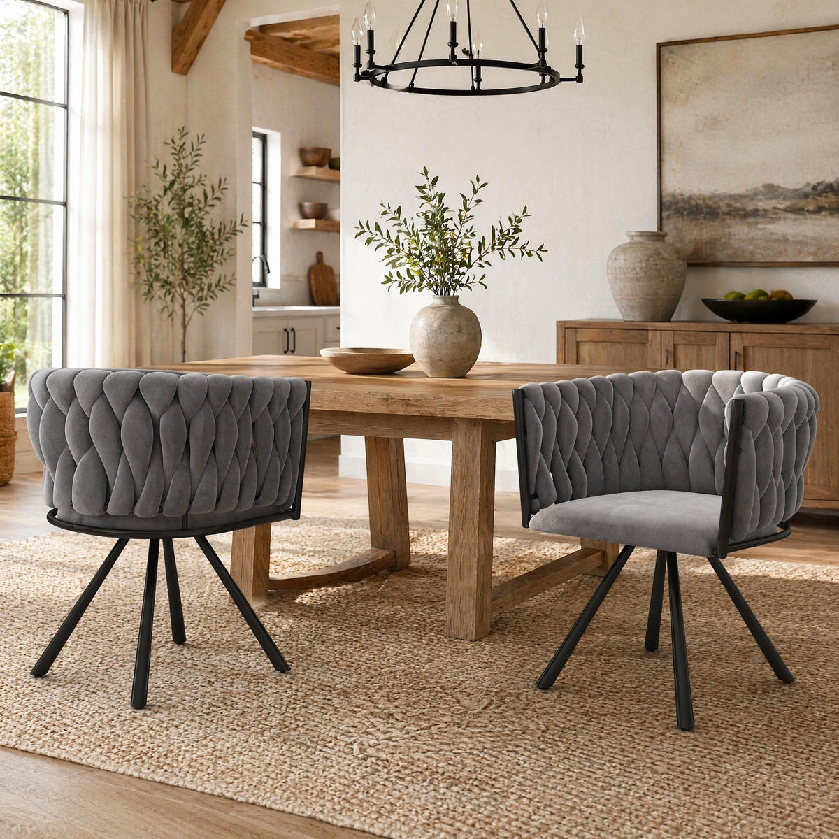 DREHSTUHL 2er-Set Grau mit 360°-Drehfunktion aus Samt - Grau, Textil (59/72/54cm) - MIVRAY
