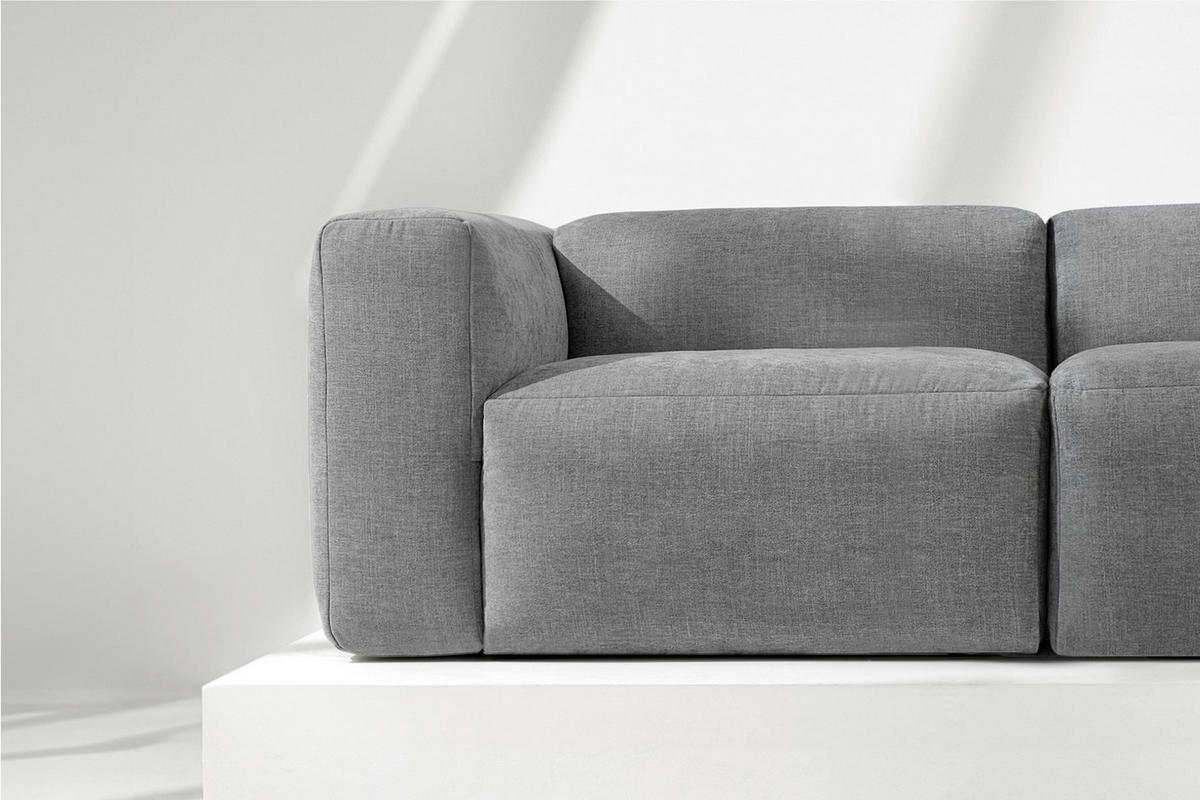 2,5-SITZER-MODULSOFA BUFFO mit extrem weicher und bequemer Sitzfläche, Gewebestoff, hell aschfahl - Hellgrau/Grau, Textil (250/73/96cm) - KONSIMO®