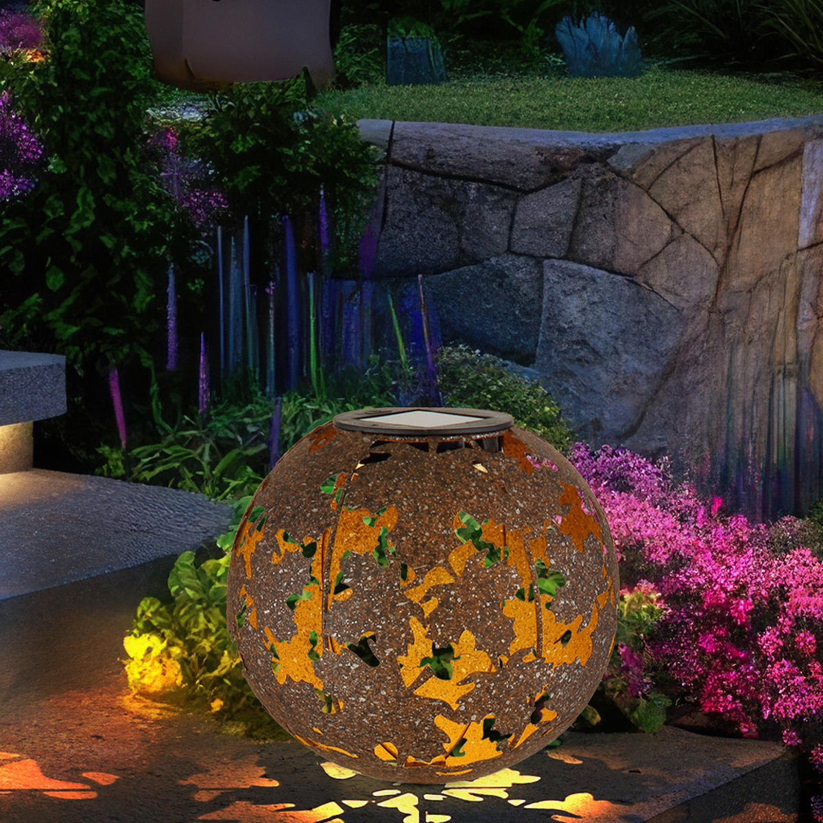 LED AUSSENLEUCHTE Metall Rostfarbe Braun - Braun, Metall (18/18/52.5cm) - Globo Lighting