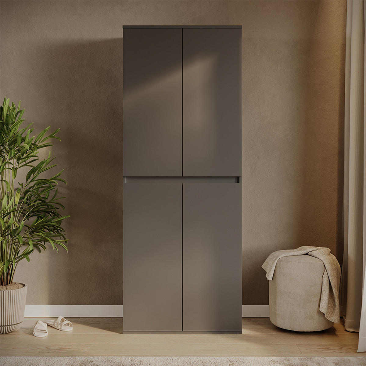 KLEIDERSCHRANK Claus Anthrazit 74 x 191.5 cm mit 4 Türen - Anthrazit, Holzwerkstoff (74/191.5/40cm) - Vicco