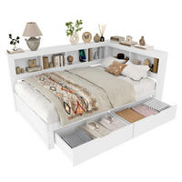 TAPECIRANI krevet na razvlačenje, 140/200 cm, MDF/borovo drvo, bijeli s USB - bijela, drvni materijal (140/200cm) - BEAOK