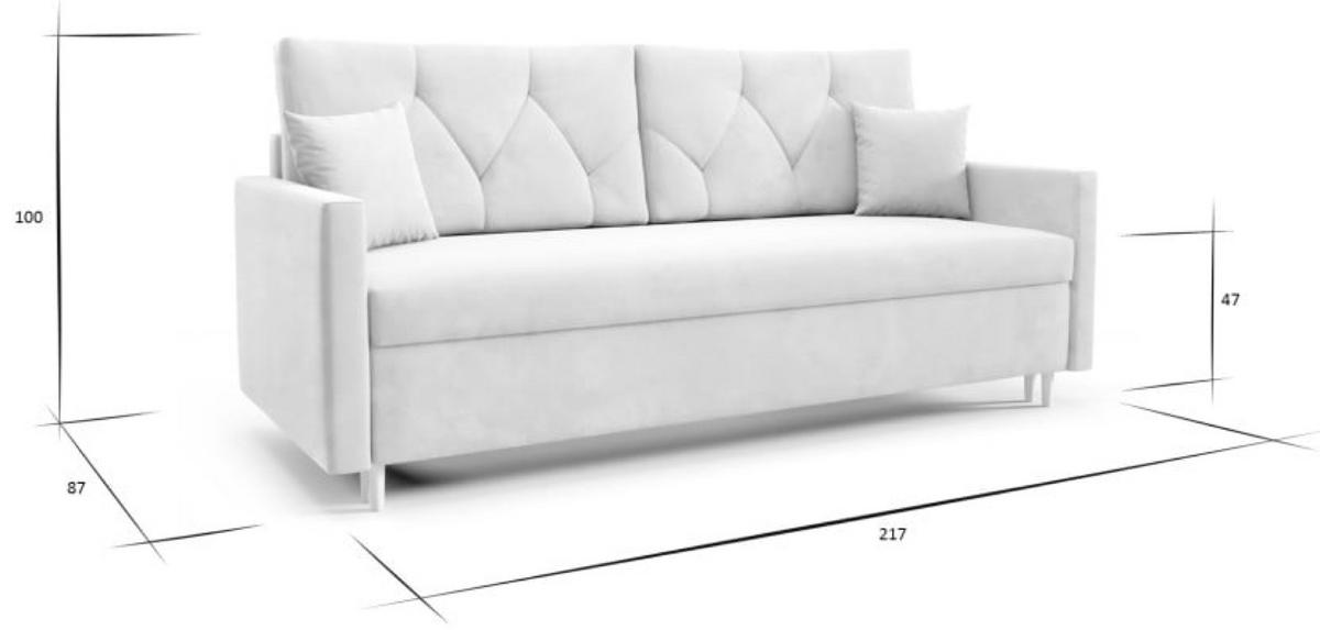 SOFA Beige ARO Mit Schlaffunktion - Beige, Textil (217/100/87cm) - Sepro Meble