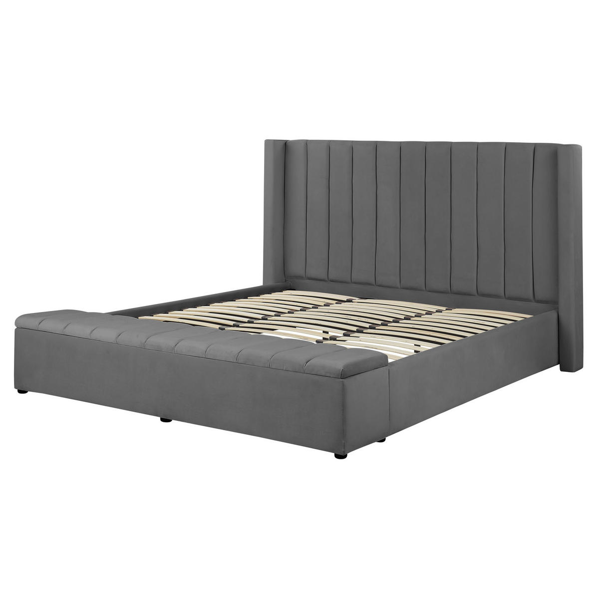 POLSTERBETT 160/200cm Grau Noyers - Grau, Textil (160/200cm) - Beliani